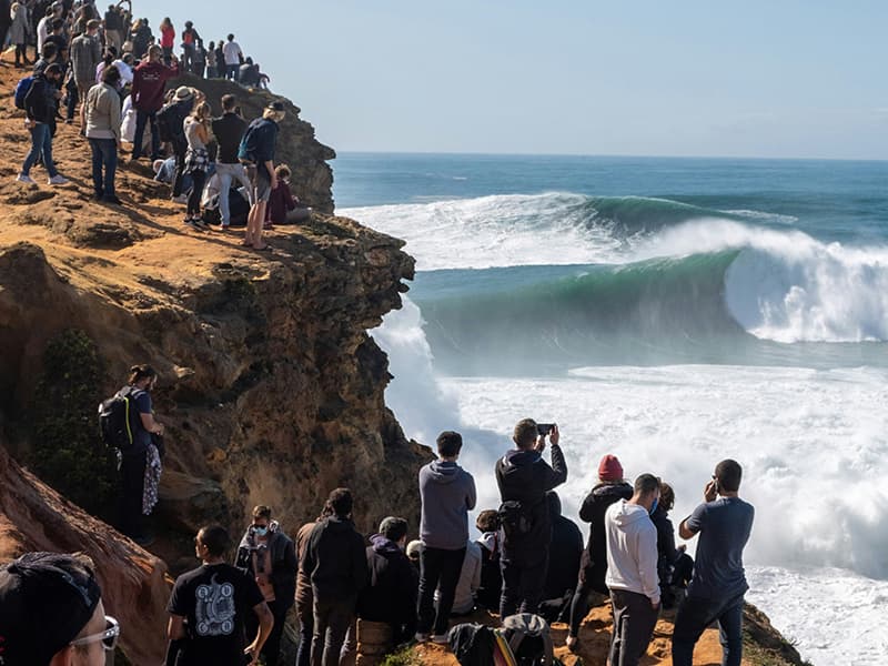 Nazaré surf photographer during a session